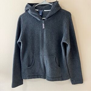Vintage Gap Fleece Zip Front Hoodie Womens Medium Gray Jacket Y2K Stretch Shirt
